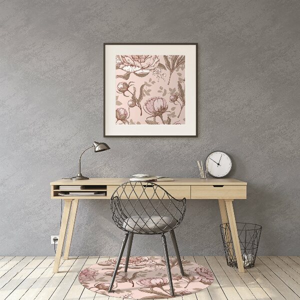 Bureaustoel vloerbeschermer Roze peonies