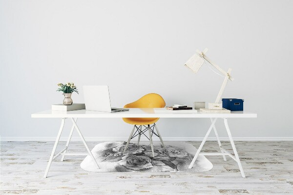 Vloerbeschermer Zwart -witte rozen