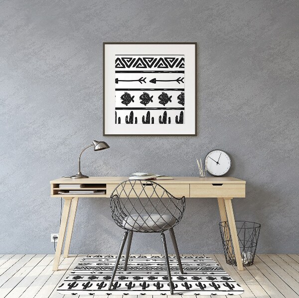 Vloerbeschermer Boho zwart en wit