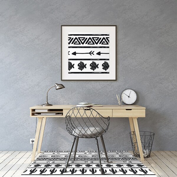 Vloerbeschermer Boho zwart en wit