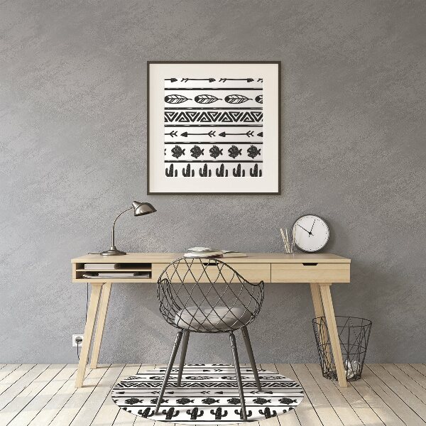 Vloerbeschermer Boho zwart en wit