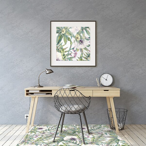 Vloerbeschermer Witte bloemen