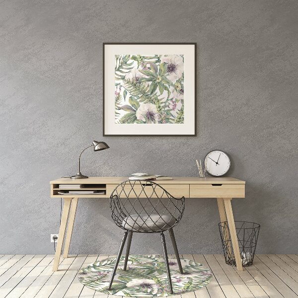 Vloerbeschermer Witte bloemen