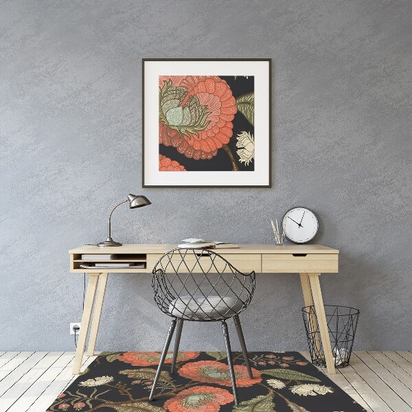 Bureaustoelmat Retro bloemen