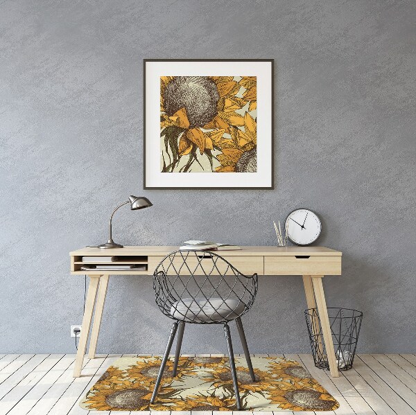 Vloerbeschermer Retro zonnebloemen