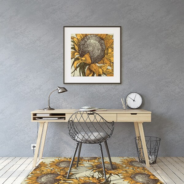 Vloerbeschermer Retro zonnebloemen