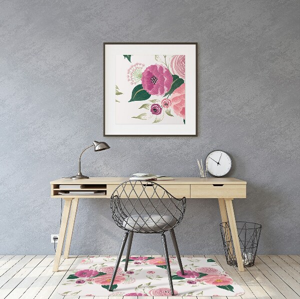 Vloerbeschermer Roze bloemen