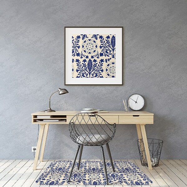 Vloerbeschermer bureaustoel Blauw patroon