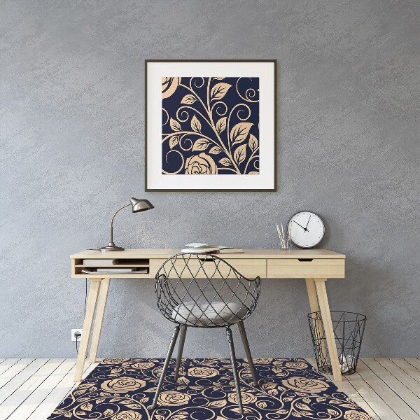 Vloerbeschermer bureaustoel Vintage gouden rozen
