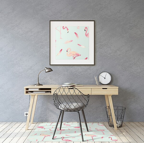 Bureaustoelmat Flamingo's en veren