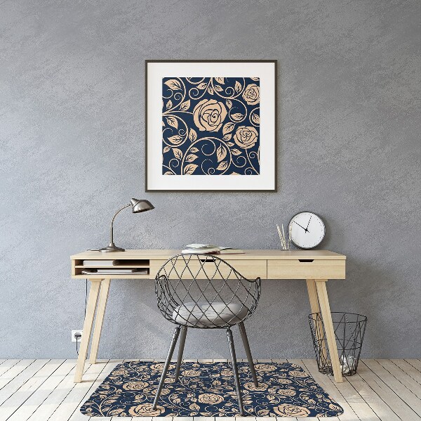 Bureaustoelmat Vintage gouden rozen