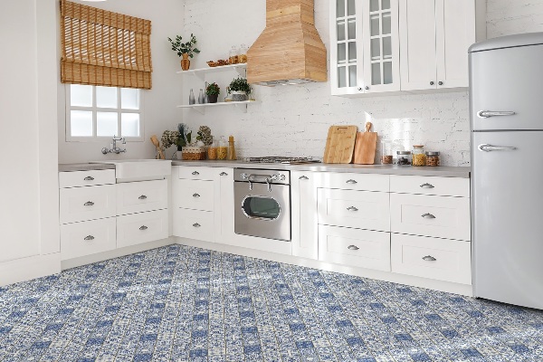 Vinyl tegels Portugese blauw patroon