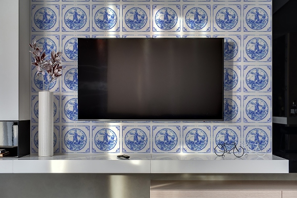 Vinyl wandbekleding Azulejos -stijl windmolen