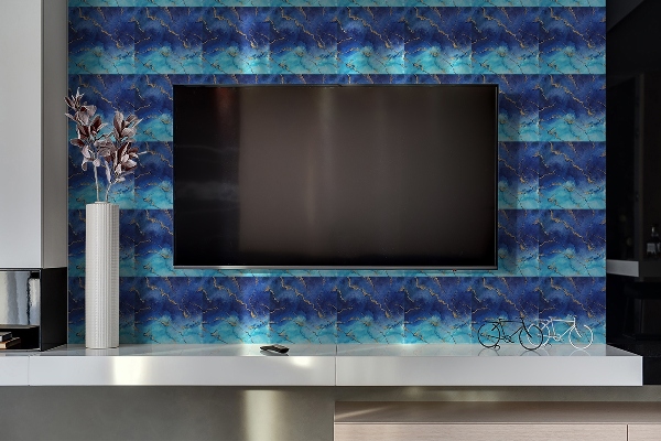 Vinyl wandbekleding Blauw marmer