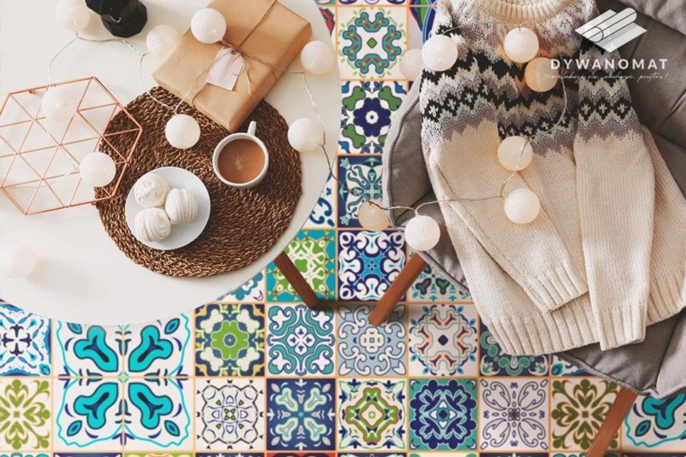 Geometrische figuren op vinyltapijten